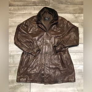 Remy Made in USA Mens Bomber Coat Brown Leather Fight Car Club Jacket Size 46